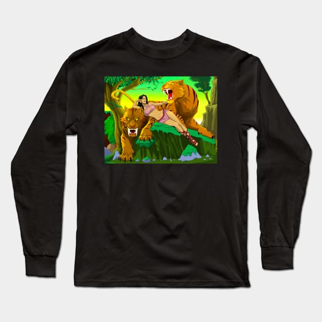 Tiger Queen Long Sleeve T-Shirt by CoolDojoBro